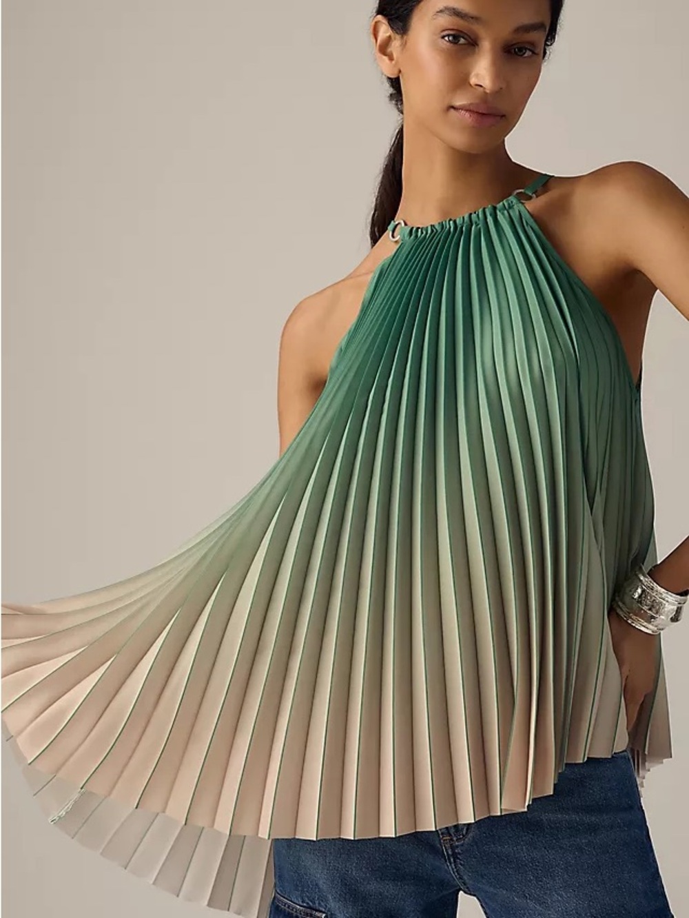 Anthropologie NWT Halter Ombre Asymmetrical  Platead Tank XS
